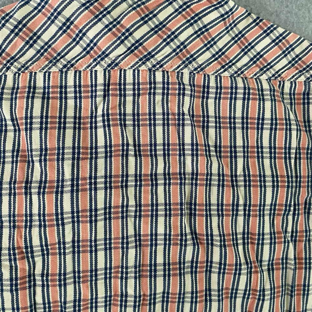 Levi's Crop Western Shirt Women's Medium Plaid Pink Cowboy Stretch Distressed - Picture 8 of 13